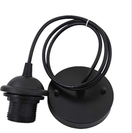Pendant Light Fitting,Ceiling Rose Pendant with Lamp Holder Fitting Accessories Kit Set for E27 Screw-Type Bulb Light Black (Pack of 1)