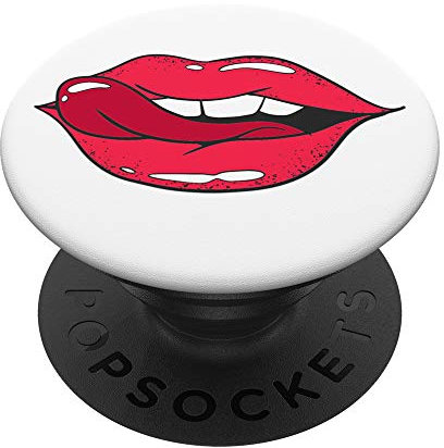 Pink Rote Lippen | Realistischer Mund PopSockets mit austauschbarem PopGrip