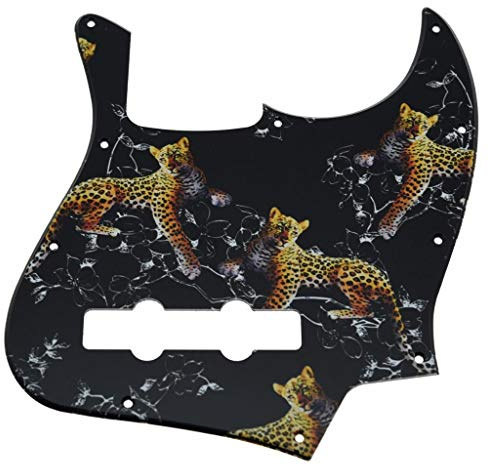 Dopro J Bass 3D bedruckter Pickguard aus Kunststoff für USA / Mexikanische 4-Saiten Fender Jazz Bass Leopardenmuster