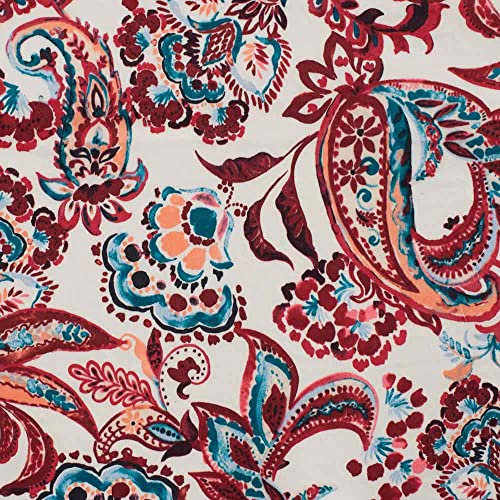 Baumwoll Stretch mit Paisley Musterung Peach/Rot als Meterware zum Nähen, 50 cm