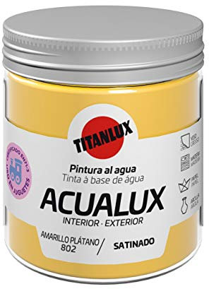 Titanlux Acualux pintura acrílica multiadherente Satinado Amarillo Plátano 75 ml