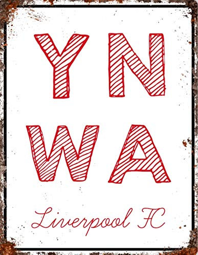 Lewistons-Of-London Liverpool YNWA Anfield LFC Fußball-inspiriertes Vintage-Retro-Schild für Männerhöhle, Bar, Kneipe, Schuppen, Geschenk, Wanddekoration aus Blech