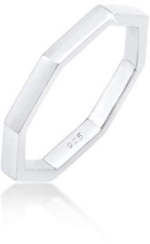 Elli Ring Damen Pinky Achteck Form Geo Look in 925 Sterling Silber