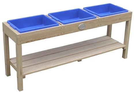 AXI Table à Sable et Eau en Bois -124 x 50 cm | Table d'activité avec 3 récipients et Une étagère
