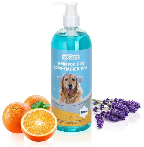 Nobleza Hundeshampoo Langhaar mit Camellia Sinernsis Extrakt,Pflege für Fell & Haut,bessere Kämmbarkeit,Shampoo für Hunde und Katze Sensitiv gegen Juckreiz,Hundeshampoo gegen Geruch (500ml)