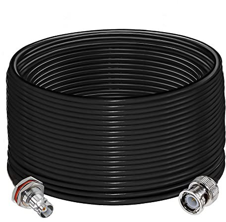 TUOLNK BNC Jumper RG58 Male to Female Bulkhead 50 Ohm Coax Cable 65.6ft(20M) for CB Radio HAM Radio Wifi Antenna Extension