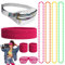 Guichangkai 80er Jahre Kostüm Zubehör,Neon Party Outfit,90er Kleidung Accessoires mit Metallic 80er Gürteltasche,Fluoreszierendes Stirnband,Armbänder und Halsketten für Neon party,Karneval
