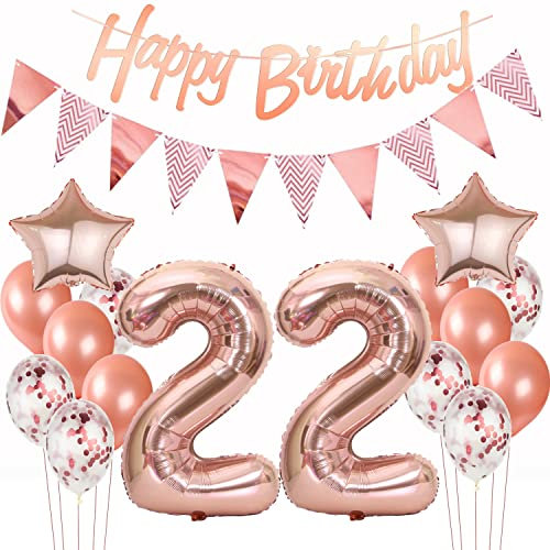 deko 22. geburtstag frauen deko rosegold ballon 22. geburtstag frauen deko luftballon 22. deko rosegold 22 Geburtstag girlande banner geburtstagsdeko 22 jahre dekoration