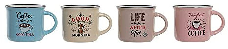 DKD Home Decor Mug de la marque Coffee Porcelaine Bone China (180 ml) (4 pièces) (Référence : S3017087)