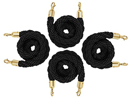 LXLZYXSF Absperrkordel 1/2/3/4 Stück Geflochtenes Hanfseil Crowd Control Line Absperrseil - Dick Und Extra Lang, Geflochtenes Rungenseil Für Museen Banken (Color : 4 Pack, Size : 3m/9.8ft)