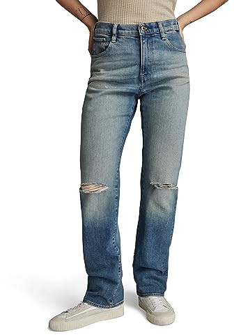 G-STAR Damen Viktoria High Straight Jeans, Blau (Antique Faded Blue Agave Ripped D23959-D503-G130), 24W / 28L