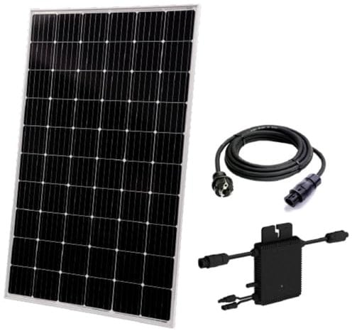 Technaxx Solar Balkonkraftwerk komplett Set 300W TX-212 - Solaranlage für Balkon, Terrasse usw mit einem 325W Monokristallin Panel, Mikro Wechselrichter & 5m Anschlusskabel - MPP-Tracking, VDE konform