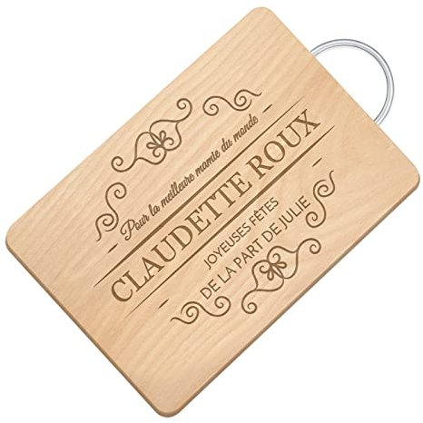 Maverton Planche à découper personnalisée pour elle - Plateau en bois avec manche en métal pour femme - maman - Planche avec gravure pour anniversaire - decoration cusine - Joyeuses fêtes