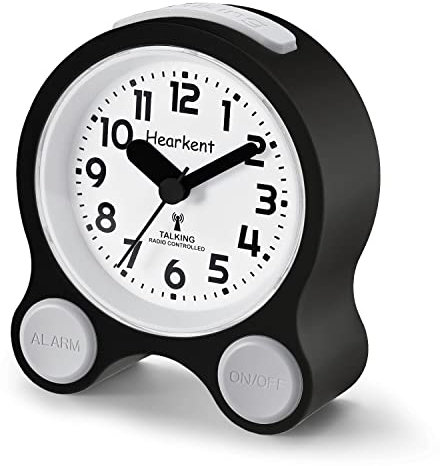 Hearkent Talking con Agradable Voz en español, retroiluminación y 5 alarmas Independientes para Personas ciegas, con discapacidad Visual y Personas Mayores (Todo Negro)