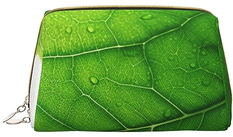 House by The Lake - Trousse da viaggio in pelle stampata per cosmetici, da donna, Foglia verde., Taglia unica, Organizer per borse