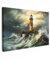 MuchoWow© Leinwände Groß 120x80 cm XXL Wall Decoration Bilder Schlafzimmer Deko Pictures Canvas Painting Wanddekoration Wohnzimmer Maritime - Leuchtturm - Wasser - Meer - Felsen - Ölgemälde