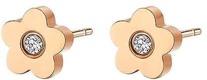 Happiness Boutique Damen Blumen Ohrstecker | Kleine Blumen-Ohrringe aus Edelstahl in Gold - Rosegold, Silber | Kinder-Ohrringe mit Zirkoniastein Hypoallergen