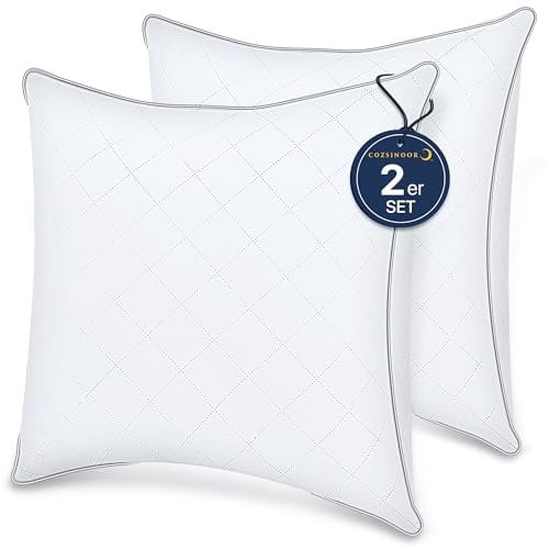 COZSINOOR Kopfkissen 80x80 cm 2er Set, Bestes Ergonomisches Kissen gegen Nackenschmerzen, 100% Mikrofaser Kissenfüllung Waschbar Ökotex, Premium Schlafkissen Bettkissen für gesunden erholsamen Schlaf