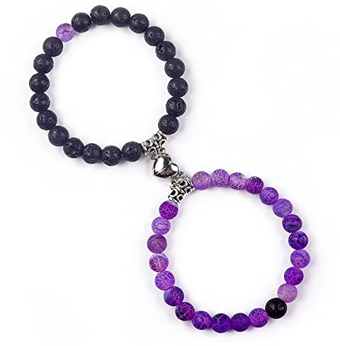 Matching Couple Armbänder Healing Crystal Armbänder für Paare Matching Heart Bracelet für Lover Him & Her Valentine's Day Geschenke