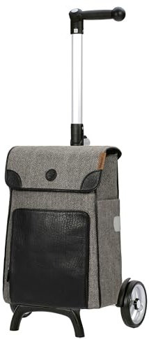 ANDERSEN Einkaufstrolley - Shopper Fun Elik schwarz 38 L Einkaufswagen, handgemacht, Leder, Aluminium, Griff ergonomisch, leicht