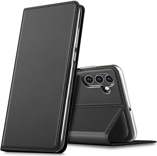 Verco Handyhülle für Samsung Galaxy A25 5G, Premium Handy Flip Cover für Samsung A25 5G Hülle [integr. Magnet] Book Case PU Leder Tasche, Schwarz