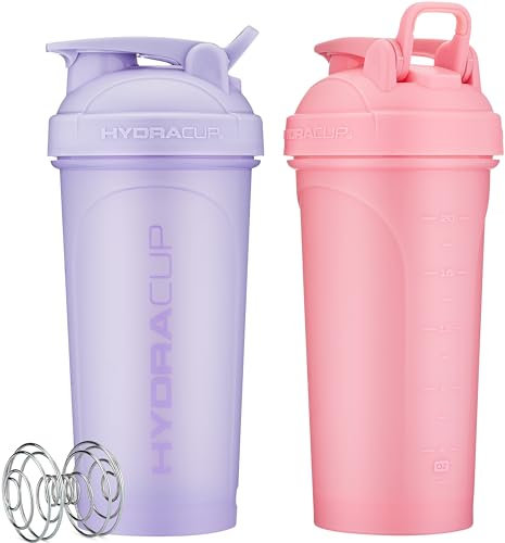 Hydra Cup ProFlow Shaker-Flaschen für Protein-Shakes, Shaker-Becher mit Kugel-Mixer, Schneebesen, Shaker-Flasche mit Griff, Reise-to-Go, BPA-frei, 800 ml, 2 Stück