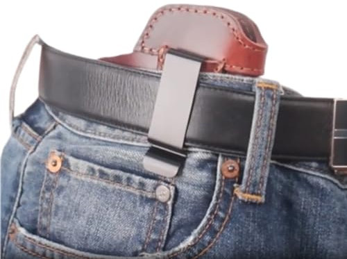 Verstecktes Gürtelholster Für Die Rechte Hand, Taillen Jagd Pistolenholster Kompatibel Mit Glock17 19 26, Leder 9,6 * 13 * 6cm (Braun)