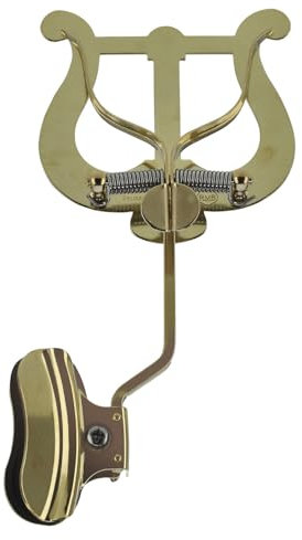 GEWA Marschnotenhalter Posaune - Messing - Große Lyra - 2 Drücker - Mit Klemme zur Becherbefestigung