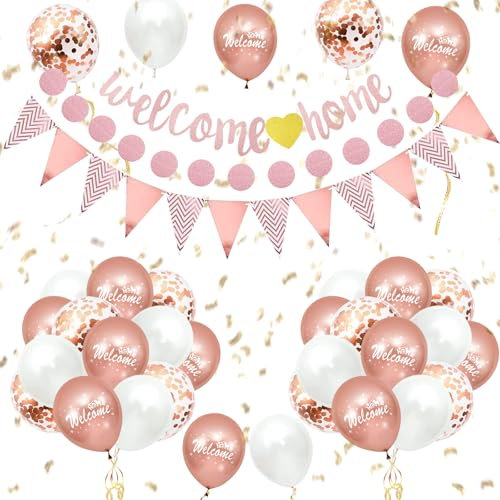Rongxze 24 Pezzi Benvenuto Home Banner, Decorazioni di Benvenuto a Casa, Decorazione Welcome Home Banner Palloncino per Decorazione Feste, Neonato Deco,Festa di Inaugurazione e Famiglia Della Casa
