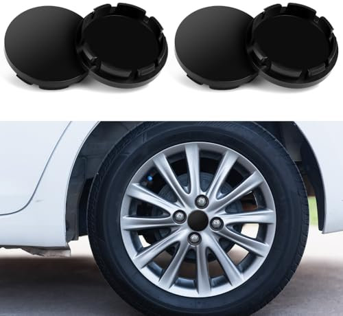 URAQT 4 Pezzi Coprimozzo 56mm, Coprimozzo in ABS, Coprimozzi Universali, Coprimozzi Universali compatibile con Au/di e Volks/wagen Cerchi, Nero (OD 56mm ID 53mm)