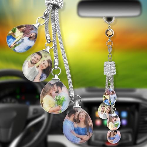 Pendentif de voiture en cristal photo personnalisé, Cadre Photo Suspendu pour Voiture personnalisé, Décoration de voiture avec photo en cristal porte-bonheur, décoration de la maison