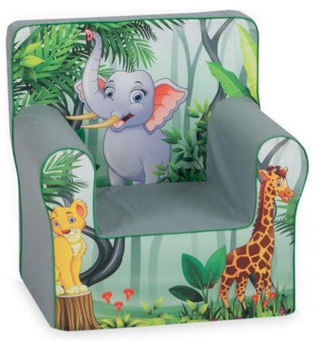 Gomoor Kindersessel ab 1 Jahr - Grüner Jungle - Kindersofa - Spielsofa - Kinder Sessel - Baby Sofa - Bezug aus 100% Baumwolle waschbar - Füllung aus Schaumstoff