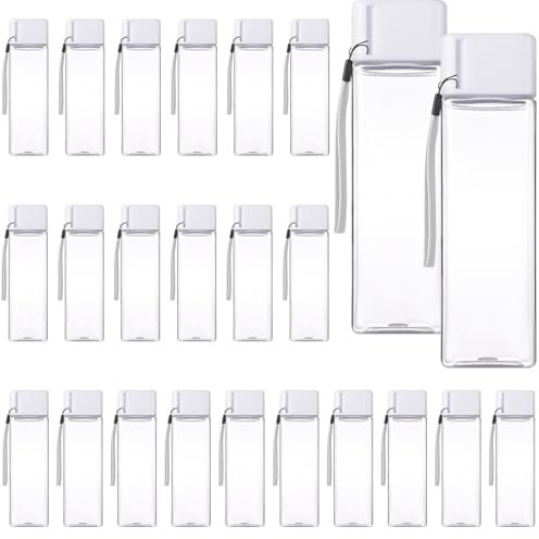 Olgaa White Plastic Water Bottle 16oz | 24 Pcs, Bulk, Kids Water Bottle, Reusable, Leak, Portable, Sports Drink, Water Bottles, With Handle Strap, for Cycling Camping Hiking Gym Yoga
