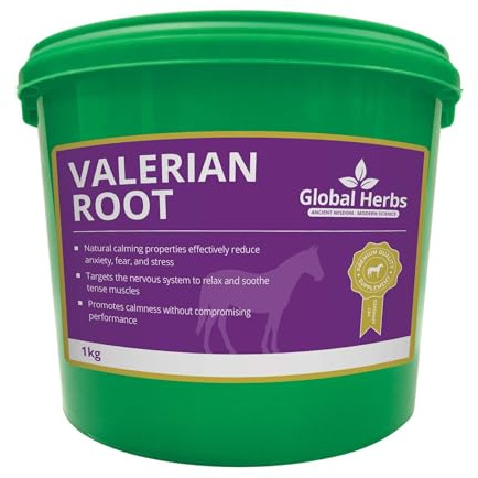 Global Herbs Valerian Root for Horses Strong Calming Support Cut Root 1kg