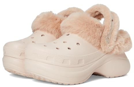 Crocs Women's Bae Lined Clogs, Fuzzy Platform Slippers, Quartz, 2 UK