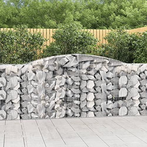 Xichuzi Gabione mit Hochbogen, Gabionenkörbe, Gabionen Hochbeet, Steinkorb, Gabionengitter, Drahtkorb Für Pflanzen, Kräuterspirale Für Garten, 400x50x100/120 cm Verzinktes Eisen
