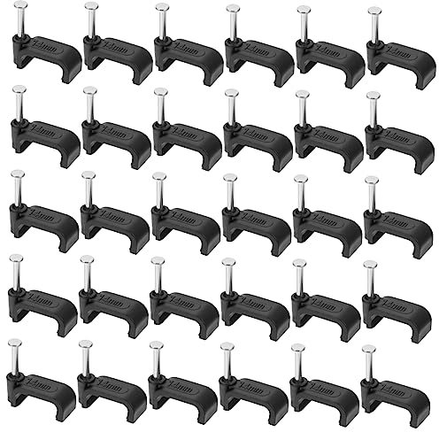 OSALADI 100pcs Black j Hooks with Nails Cable Fixing Clips for Wire Management for Home and for Plumbing and Electrical Applications