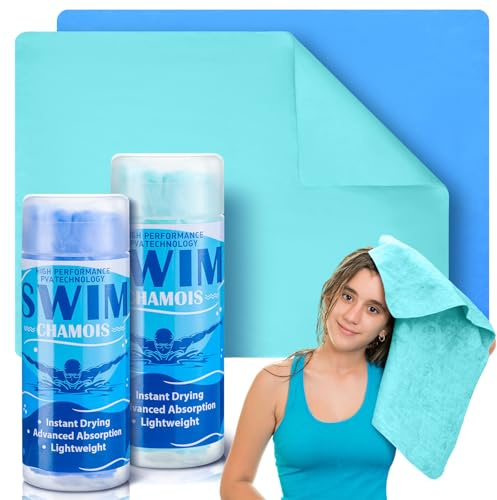 SmoothNovelty Lot de 2 Serviettes de Bain en Chamois absorbantes à séchage Rapide pour la Natation, la Voiture, la plongée, Les Sports Nautiques, la Plage, la Douche, la Piscine, Cadeau de Nageur, 33