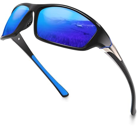 konqkin Polarisiert Sportbrille Herren-Fahrradbrille Damen-Sonnenbrille Herren-Sunglasses Men-Schnelle Brille-Rennrad Brille-For Outdoor Cycling,b-Schwarze-Dunkelblau