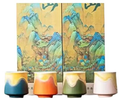 IUYIXWFP Traditional Chinese ceramic tea set by hand designed tea cups, plants and fruit chinese model kung fue, bulk tea cup in gift box,B