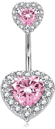 LAURITAMI 14G Bauchnabelpiercing Titan 12mm Stablänge Bauchnabel Piercing Bauchnabelpiercing Silber CZ Titanium Belly Button Bauchnabel Bars Body Piercing Schmuck damen