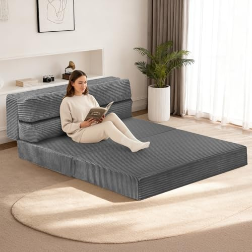 feliz home Foldable Mattress Full, 54 Folding Sofa Bed, 3-in-1 Convertible Sofa Bed Floor Couch for Living Room, Guest Room – No Assembly Required