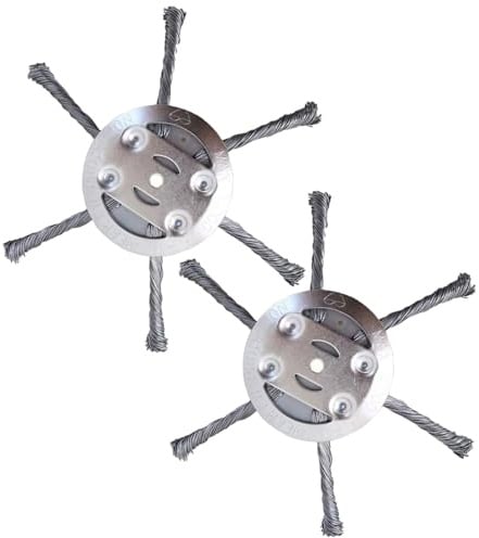 2 Stück Unkrautbürste für Rasentrimmer, Stahldraht Rasentrimmer, Unkrautbürste für Freischneider, 5 mm Bohrung, Ersatzteile für Rasenmäher für Rasenmäher-Elektrowerkzeug-6 Kopf
