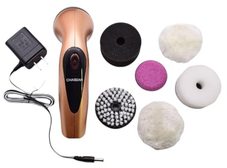 UxicRuya Spazzola Elettrica per Scarpe Lucidascarpe Automatico Kit di Pulizia Spazzola Lucidante Pulitore Portatile con 6 Testine Adatto per Uso Domestico E V