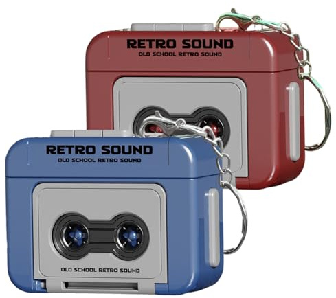 Grtheenumb Mini magnétophone à Cassette, 2 Porte-clés en Plastique, Lecteur de Cassette rétro enregistrable avec Musique, Lecteur de microcassette pour Sacs à Dos, Sacs Main, Cadeaux