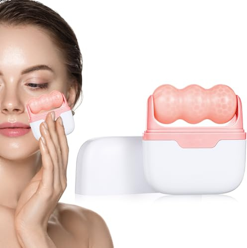 Ice Roller for Face and Eyes, Ice Face Roller Ices Facial Cube Silicone Ices Mold for Faces Beauty, Beauty Ice's Rollers Skin Care Tools Gifts for women (Pink)