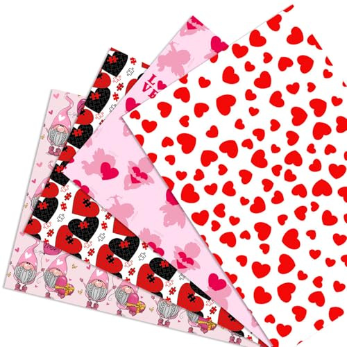 DazzJoy 8 Stück Geschenkpapier Valentinstag Deko, 70x50cm Geschenkpapier Herzen, Valentinstag Wrapping Paper, Herz Wrapping Paper für Valentinstagsdeko, Hochzeit Deko, Geburtstag Frau, Geschenk Papier