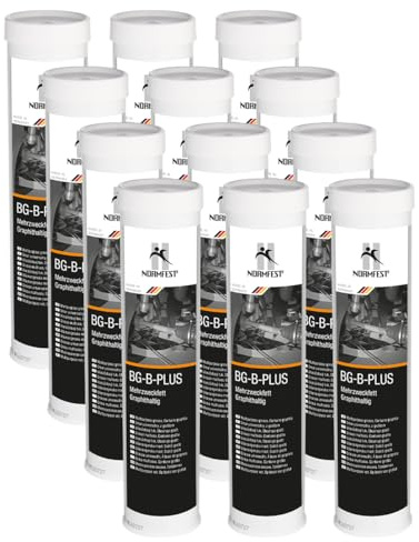 Normfest BG-B PLUS 12x400 g – Graphit Mehrzweckfett NLGI 2, schwarzes Hochleistungsfett für Gleit- & Wälzlager, –30 °C bis +130 °C, wasserabweisend & extrem belastbar