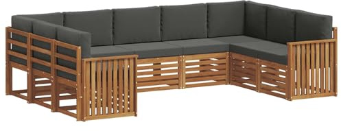 vidaXL Sofagarnituren 9 pcs Natur und Anthrazit Massivholz Akazie, Moderne Gartenbank, strapazierfähige Eckmöbel für draußen, gemütliches Loungeset für Terrasse und Patio