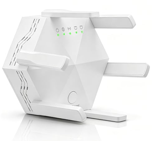 WLAN Repeater 1200 Mbit/s, WiFi Verstärker mit 6 Antennen, 3 Modi | 6 High-Gain-Antennen, Repeater/AP/Router-Modus und WAN/LAN für flexible WLAN-Erweiterung in Haus, Büro und Garage.